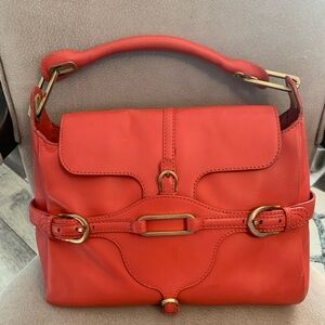 Jimmy Choo Leather Tulita Shoulder Bag Leather Coral Pink